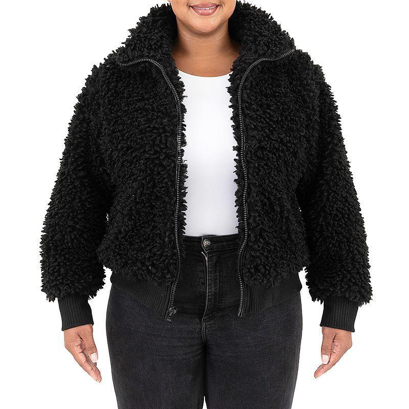 Plus Size Fleet Street Faux-Fur Cropped Jacket, Womens Product Image