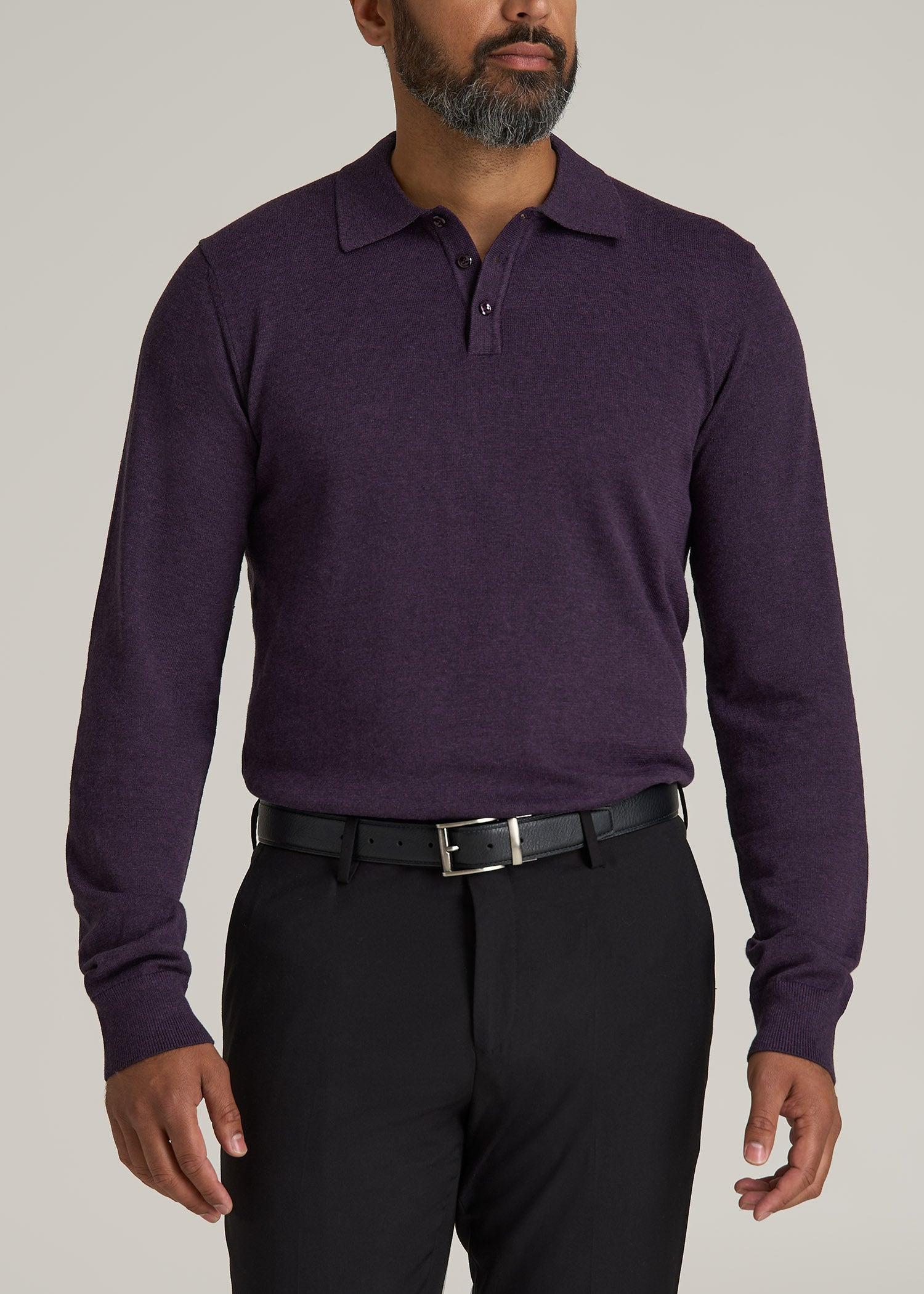 Men’s Tall Polo Sweater in Midnight Plum Male Product Image