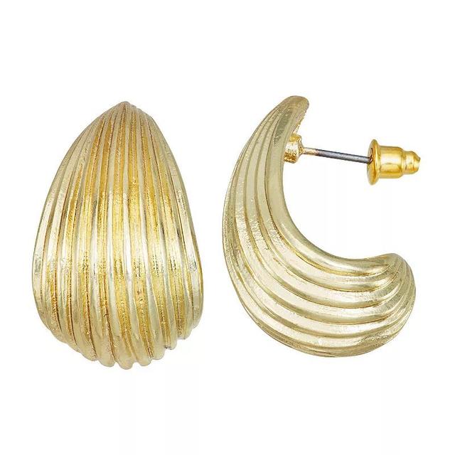 Ella Shea Gold Tone Shell Textured Hoop Earrings, Womens Product Image