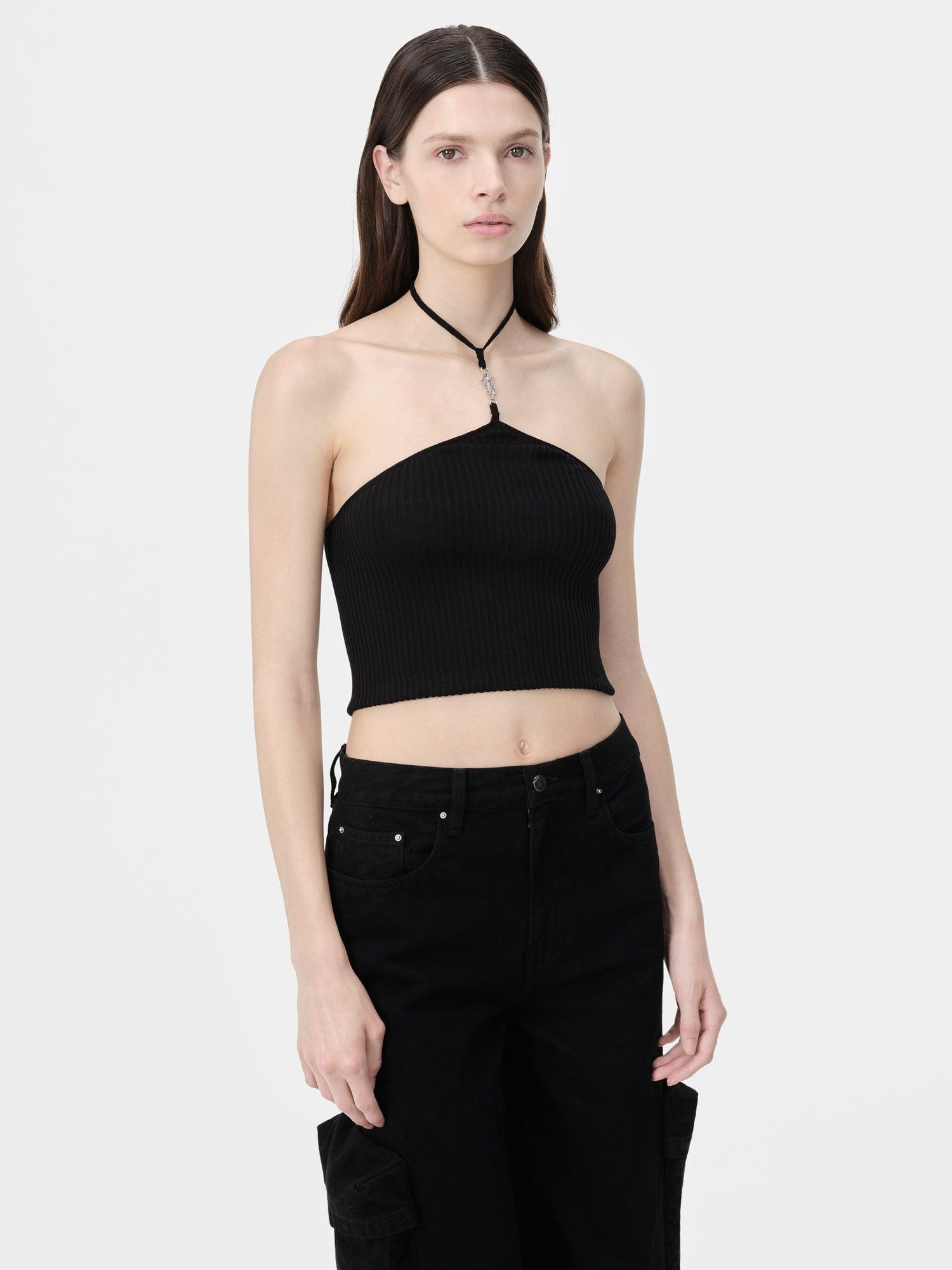 WOMEN - WOMEN'S AMIRI STACKED HALTER TOP - Black Female Product Image