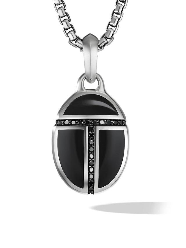 David Yurman Mens Sterling Silver Cairo Onyx & Black Diamond Amulet Pendant Product Image