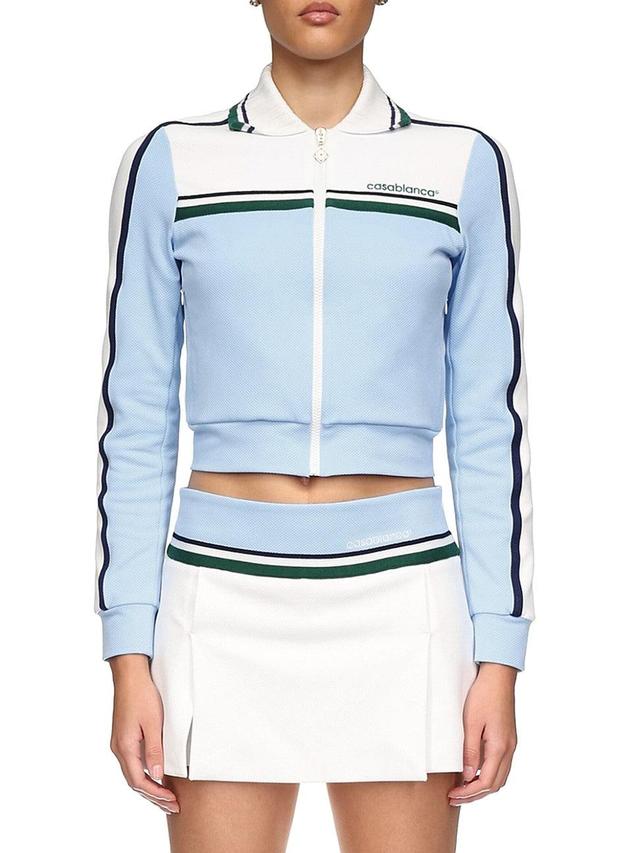 Womens Contrast-Yoke Striped Track Top Product Image