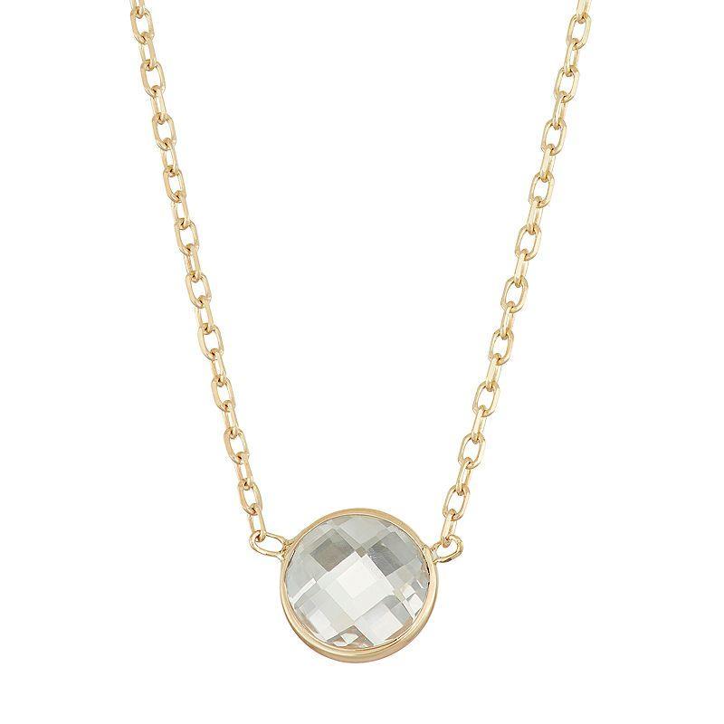 Designs by Gioelli 10k Gold Lab-Created White Sapphire Circle Pendant Necklace, Womens Product Image