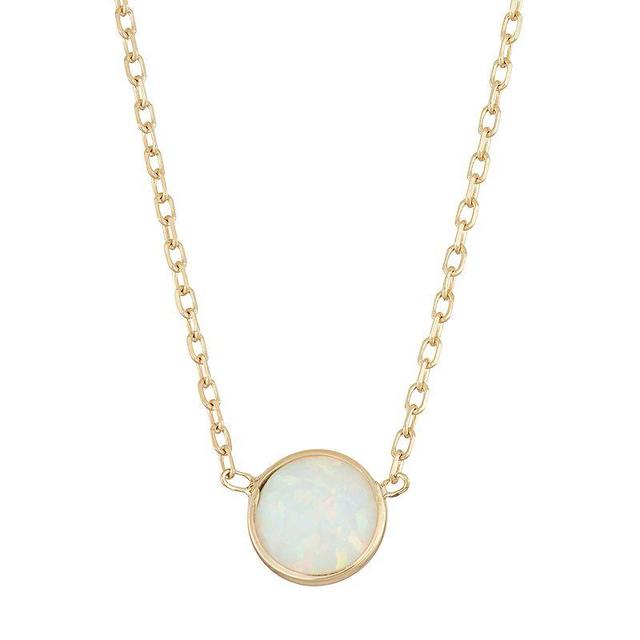 Designs by Gioelli 10k Gold Lab-Created Opal Circle Pendant Necklace, Womens White Product Image