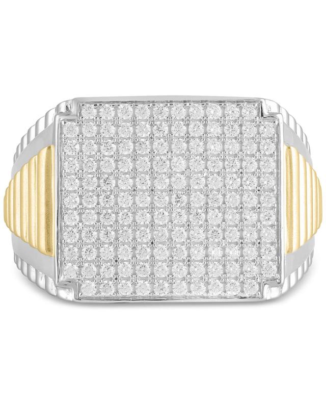 Mens Diamond Pave Cluster Ring (1 ct. t.w.) in Sterling Silver & 14k Gold-Plate Product Image