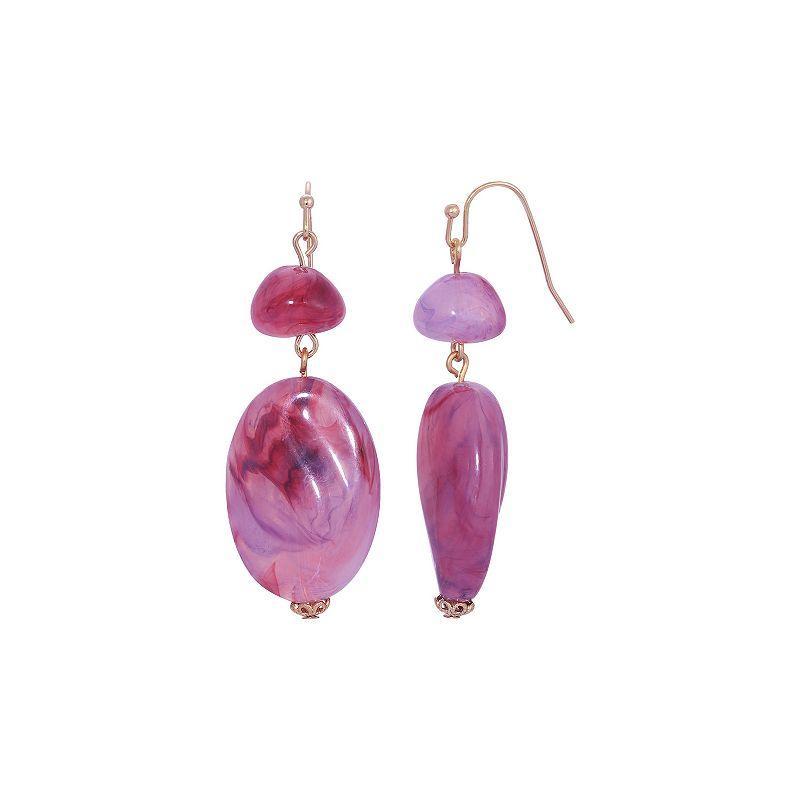 1928 Gold Tone Purple Drop Earrings, Womens Product Image