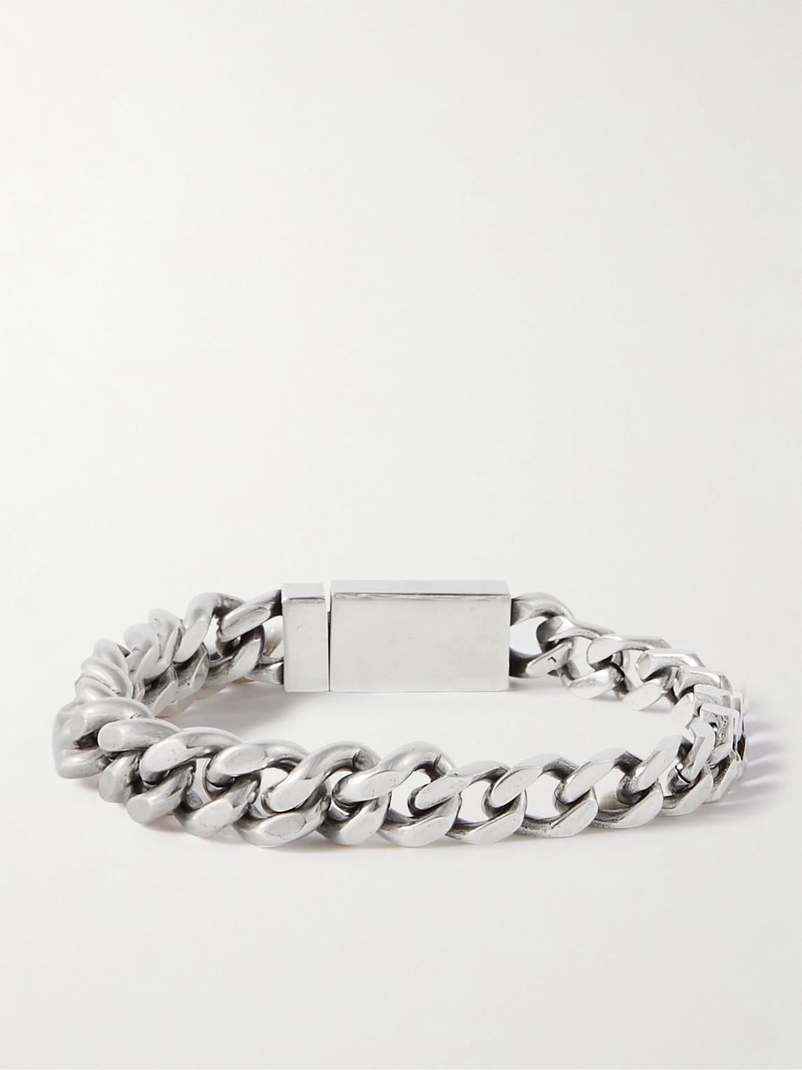 Logo Engraved Chained Bracelet In Silver Product Image