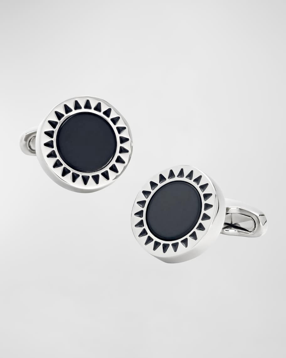 Men's Round Enamel Sunburst Cufflinks Product Image