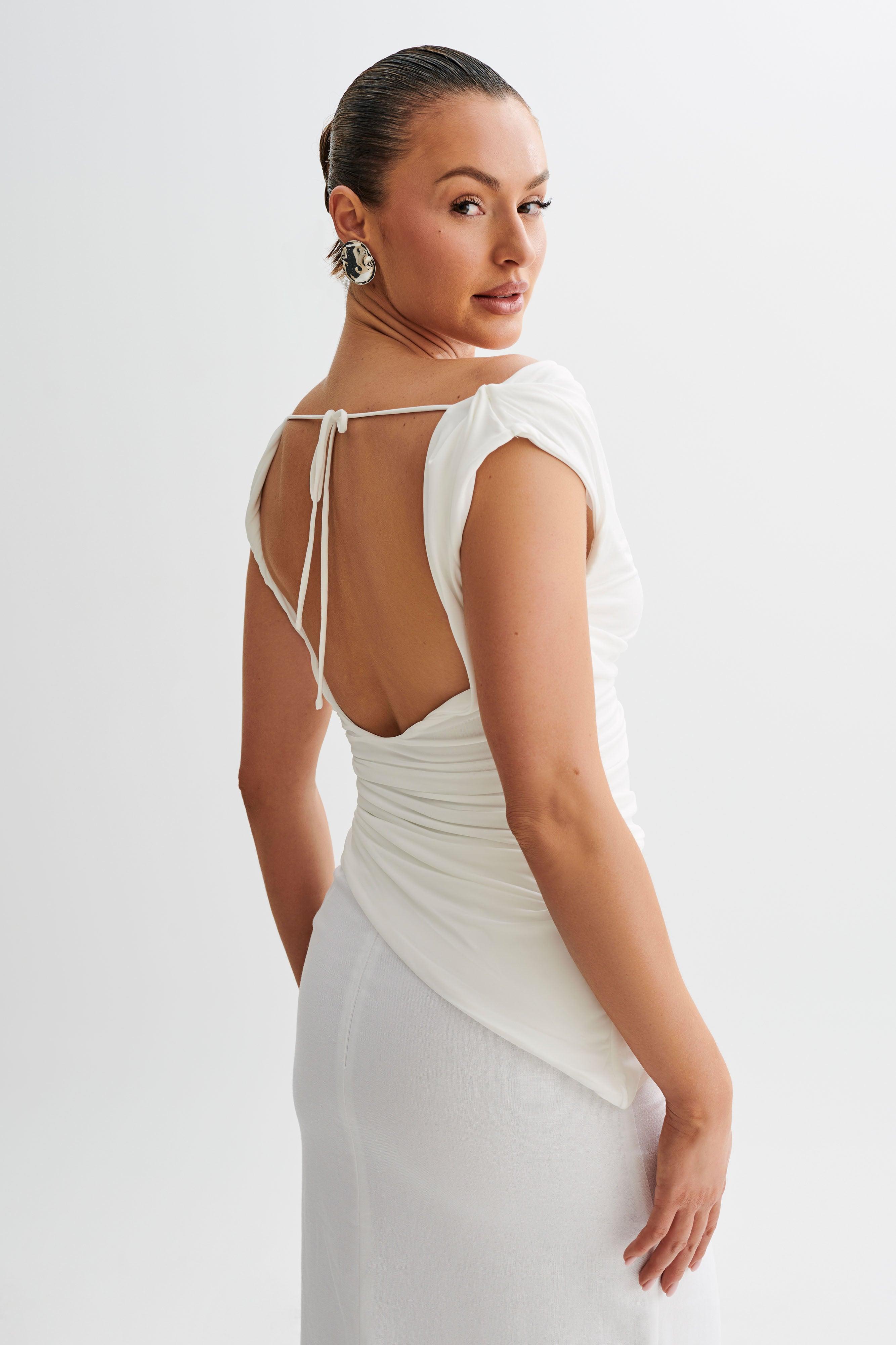 Prianyka Slinky Sleeveless Top - White Product Image