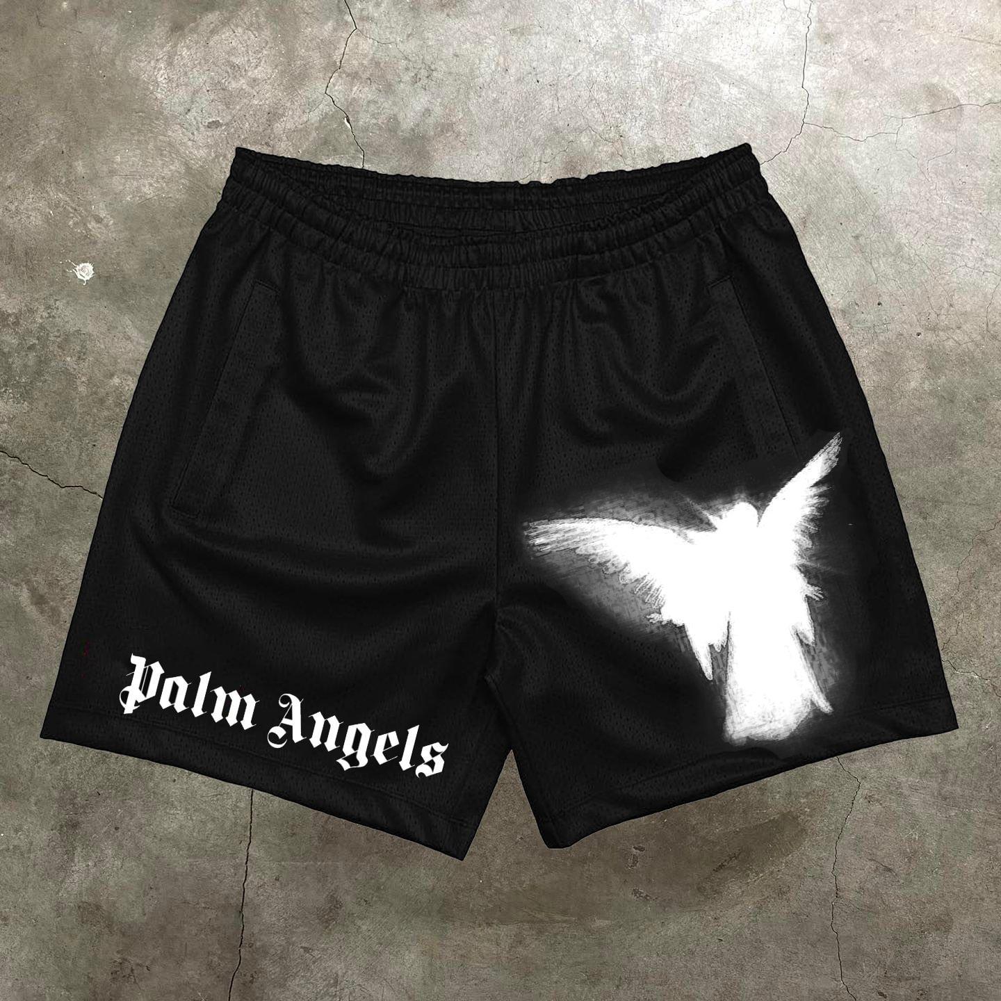 Sopula Vintage Palm Angel Graphic Casual Street Mesh Shorts Product Image