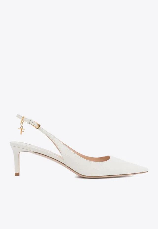 TOM FORD White Angelina 55 Leather Pumps In Neutrals Product Image