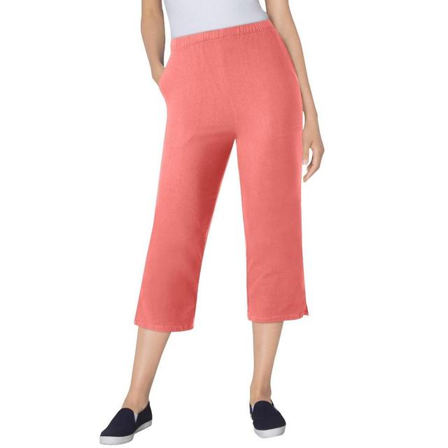 Woman Within Women's Plus Size Capri Fineline Jean - 40 W, Sweet Coral Product Image