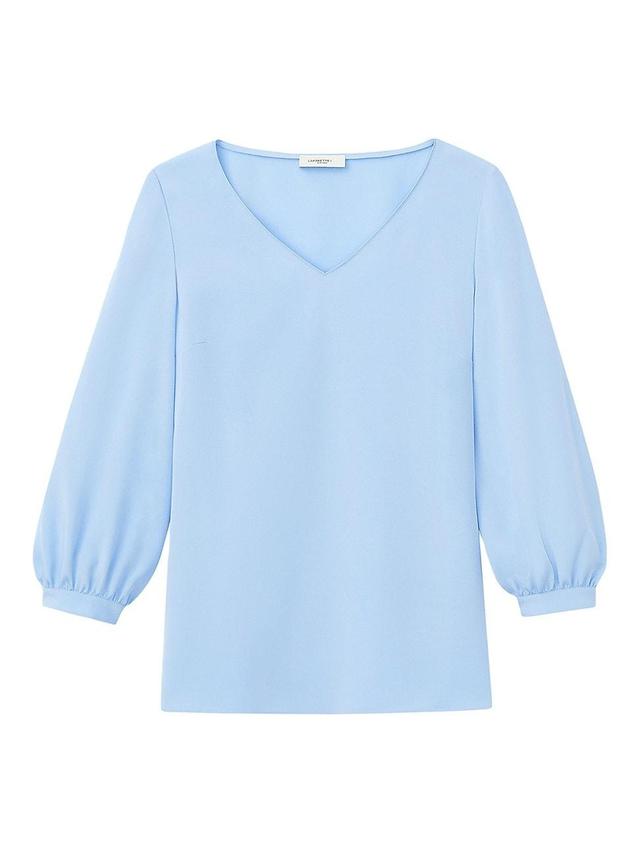 Womens Lantern-Sleeve V-Neck Blouse Product Image