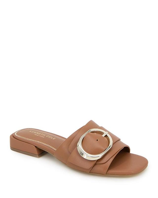 Kenneth Cole Womens Ingrid Square Toe Buckle Detail Slide Sandals Product Image