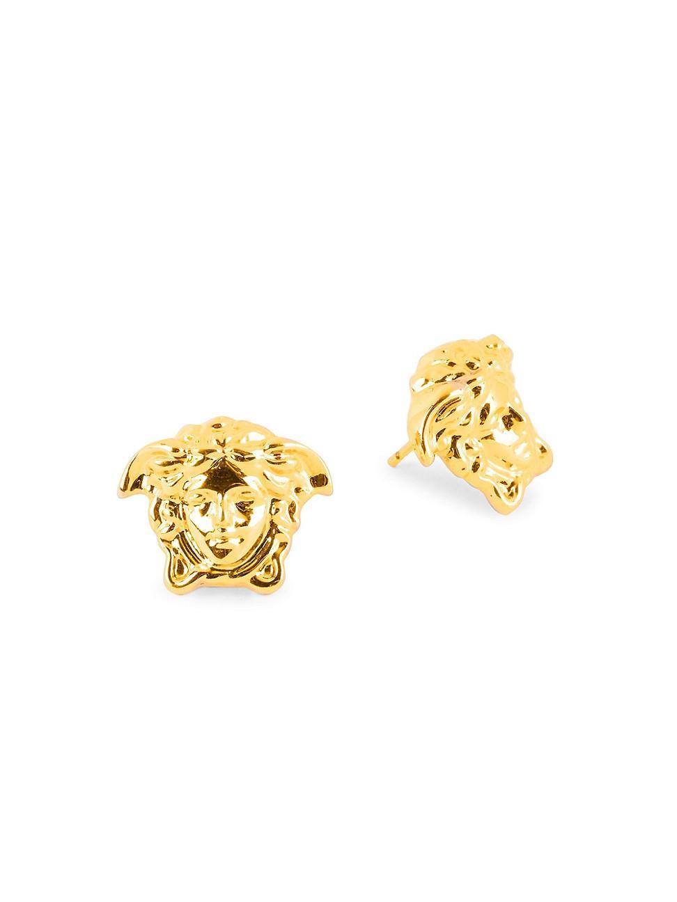 Mens Golden Medusa Head Earrings Product Image