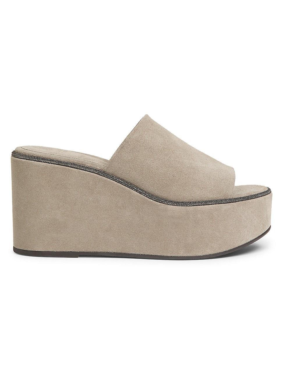 Suede Slide Wedge Platform Sandals Product Image