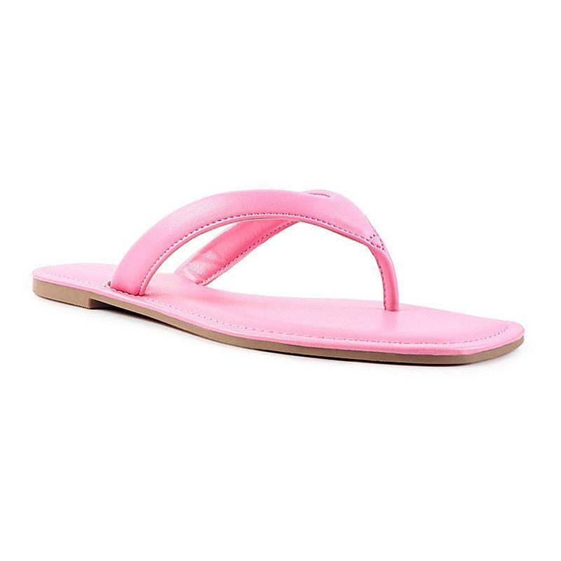 London Rag Womens Rera Square-Toe Thong Slide Sandals Pink Product Image