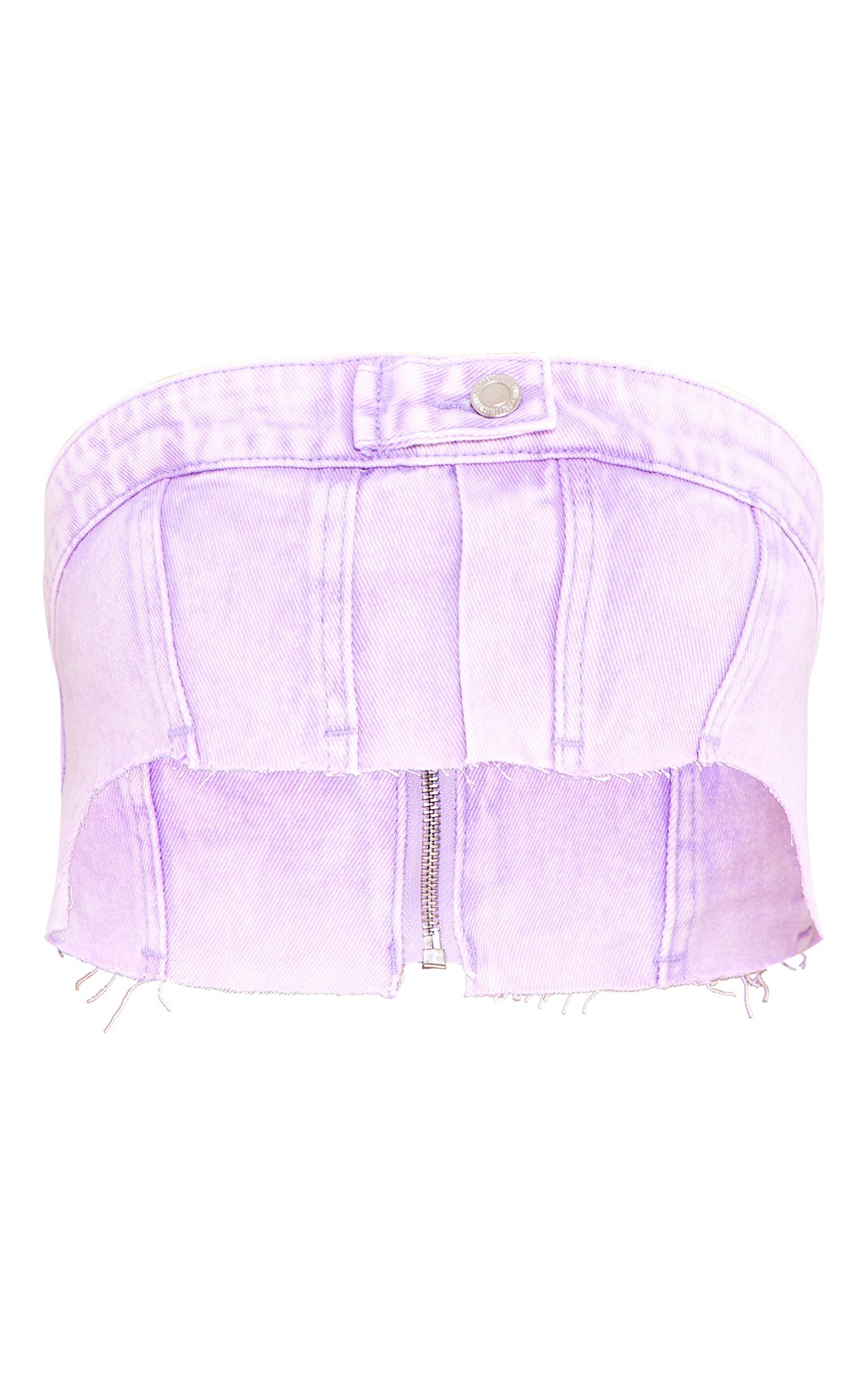 Washed Lilac Extreme Denim Bandeau Top Product Image