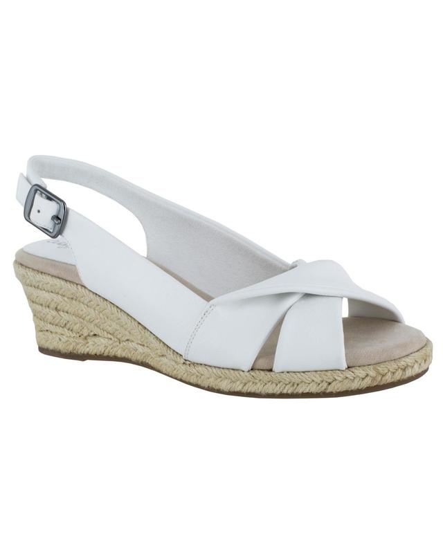 Easy Street Maureen Womens Espadrille Wedge Sandals White Product Image