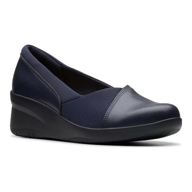 Clarks Suttyn Walk Womens Leather Wedges Blue Product Image