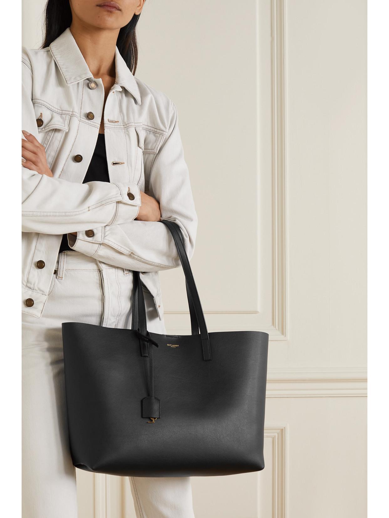 SAINT LAURENT Shopper Large Textured-leather Tote In Black Product Image