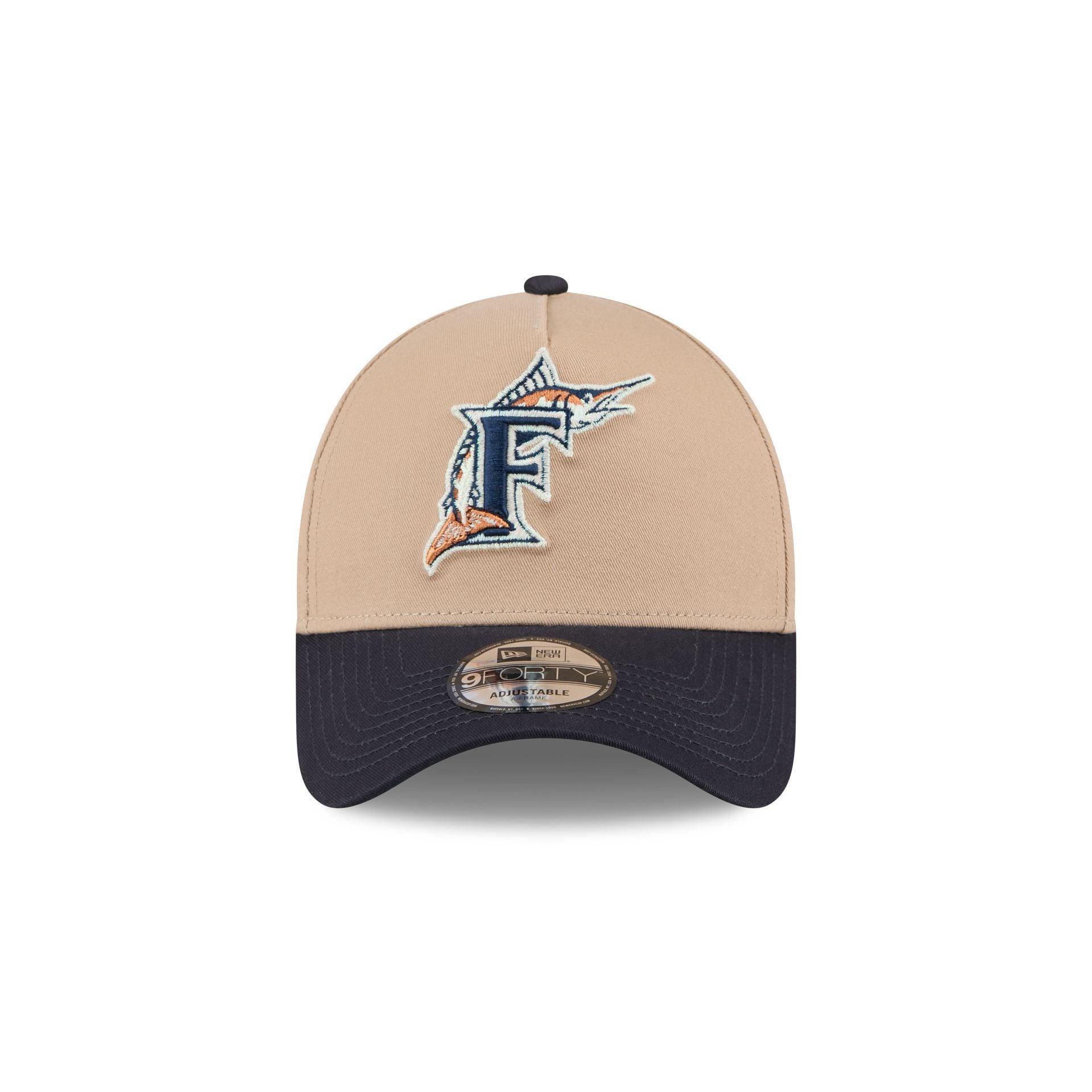 Miami Marlins Beige Khaki 9FORTY A-Frame Snapback Hat Male Product Image