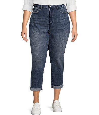 NYDJ Plus Size Margot Roll Up Hem Stretch Denim Girlfriend Jeans Product Image