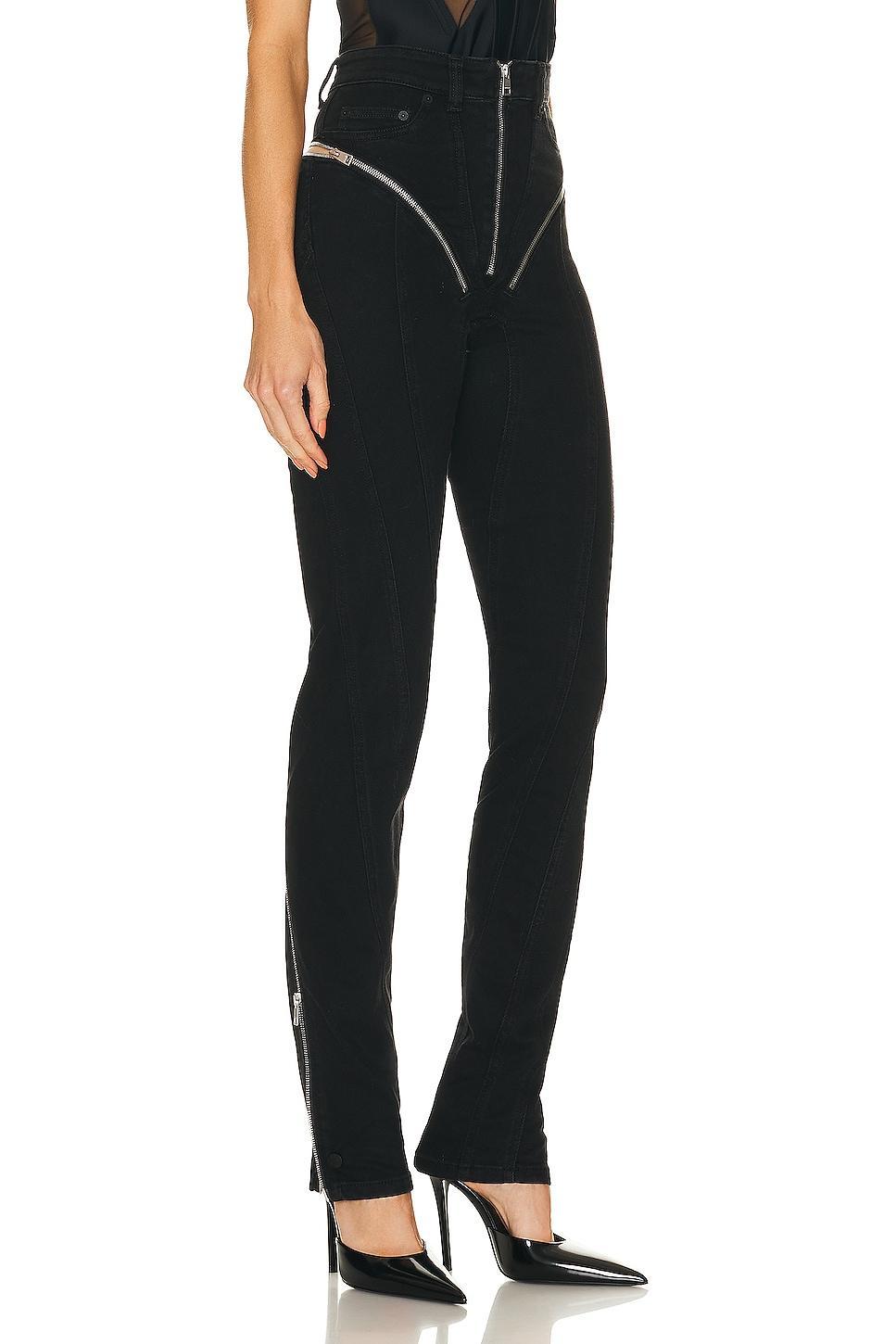 Mugler Zipper Spiral Jean in Black Product Image