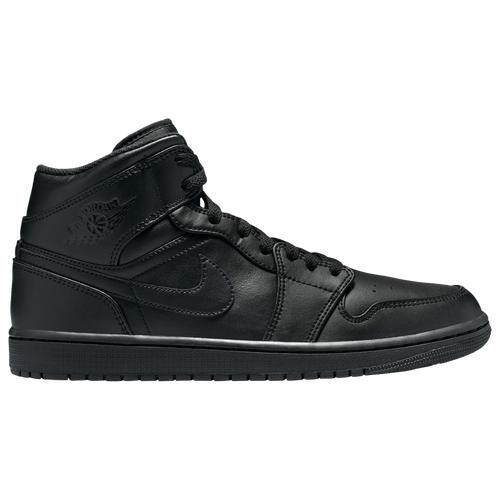 Jordan Mens Jordan AJ 1 Mid - Mens Basketball Shoes Black/Black/Black Product Image