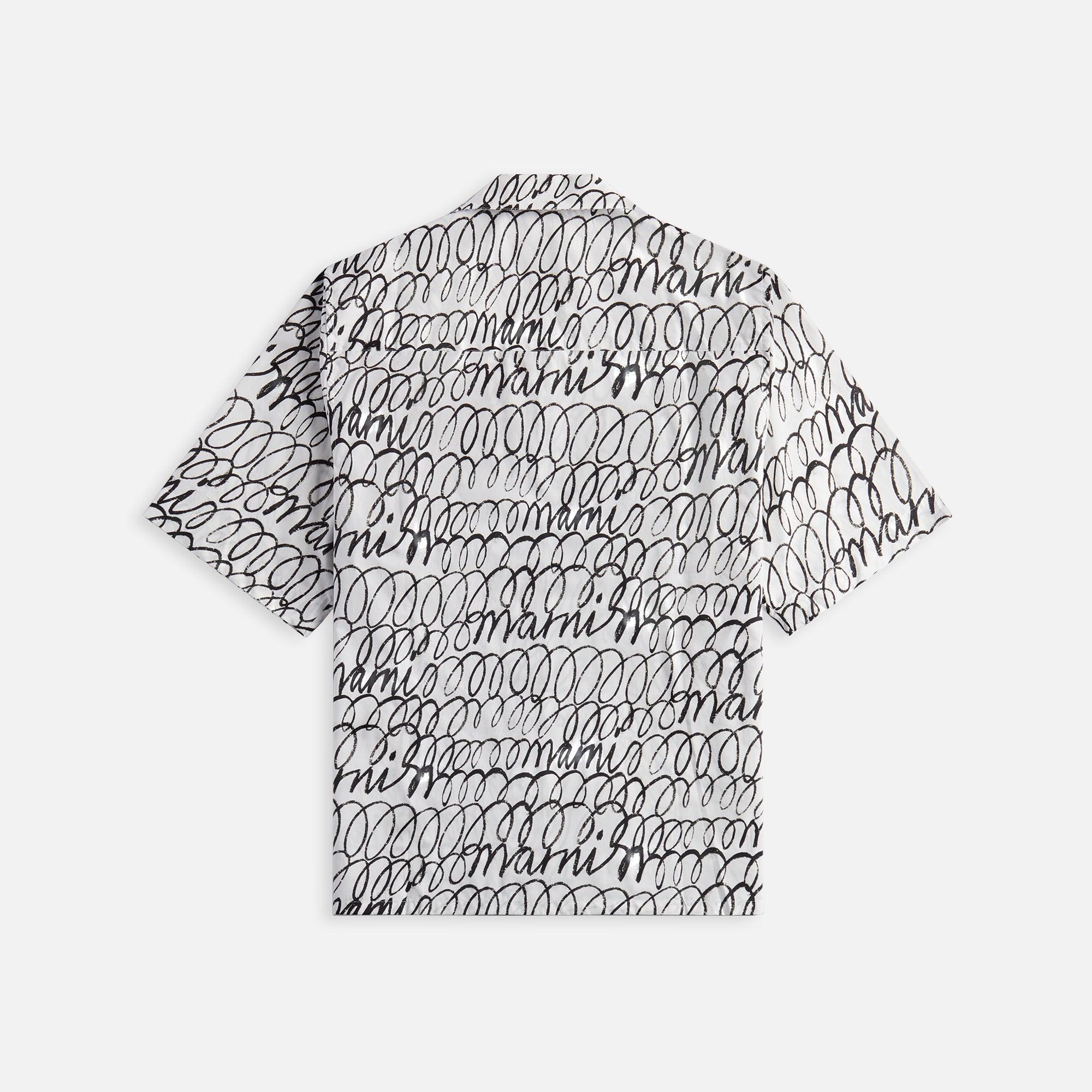 Marni Scribbled Poplin Bowling Shirt - Lily White Male Product Image