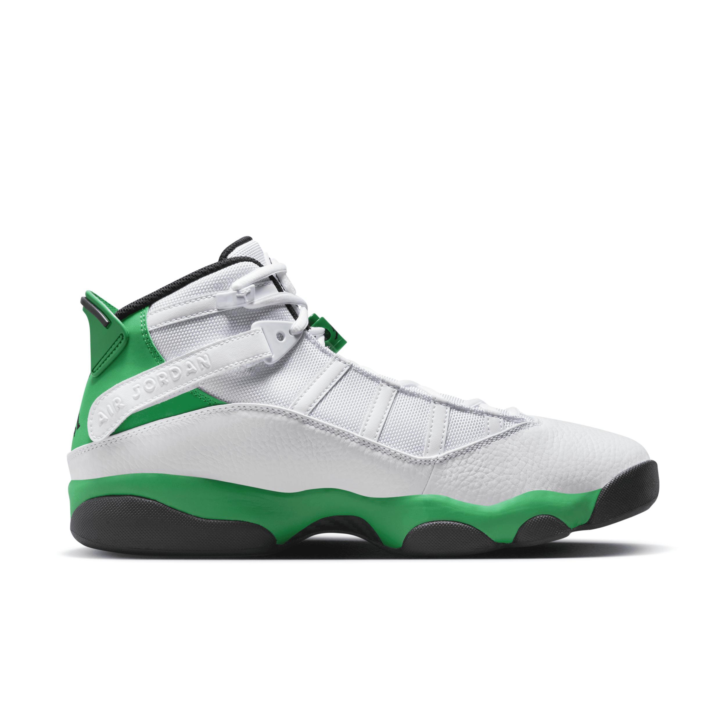 Jordan Mens Jordan 6 Rings - Mens Shoes White/Black/Lucky Green Product Image