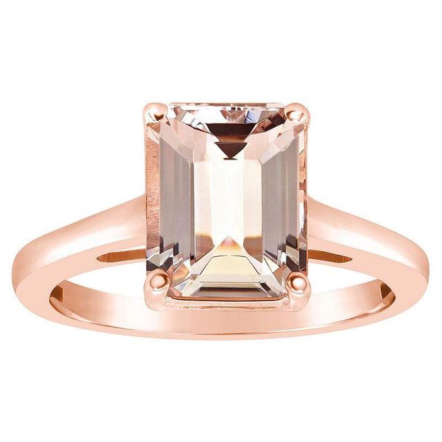 Alyson Layne 14k Gold Emerald Cut Morganite Solitaire Ring, Womens 14k Rose Gold Product Image