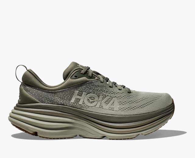 HOKA Mens Bondi 8 Shoes in Lettuce/Solar Flare, Size 16 Product Image