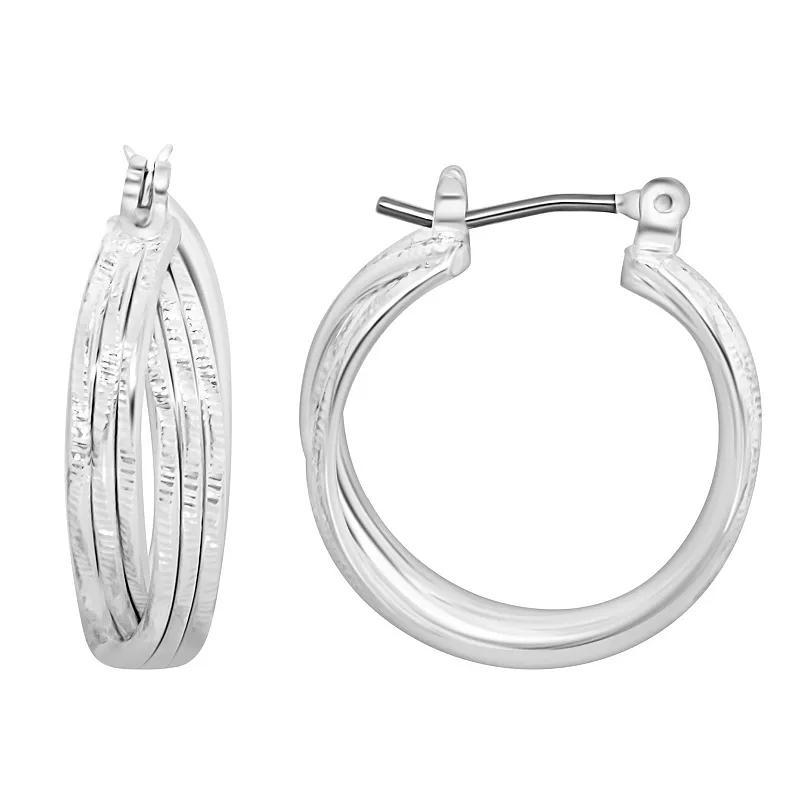 Silver Tone Hoop Earrings, Womens Product Image