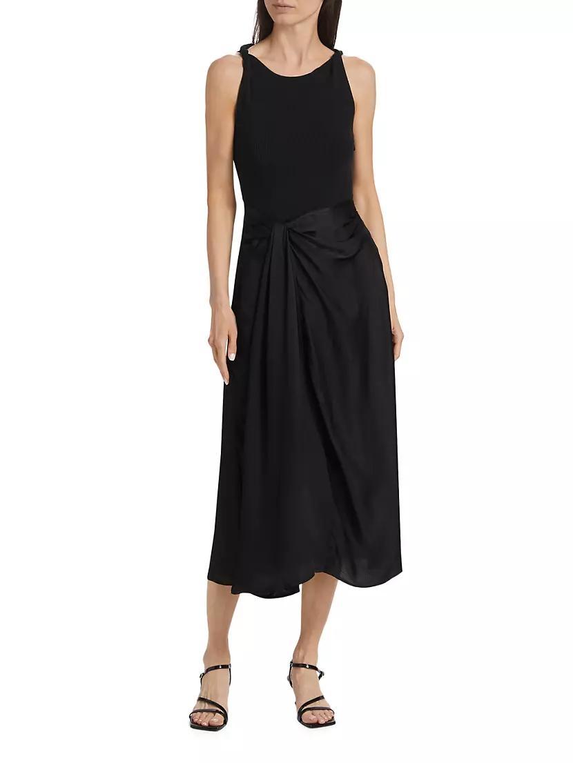 Womens Reid Satin Mixed-Media Midi-Dress Product Image