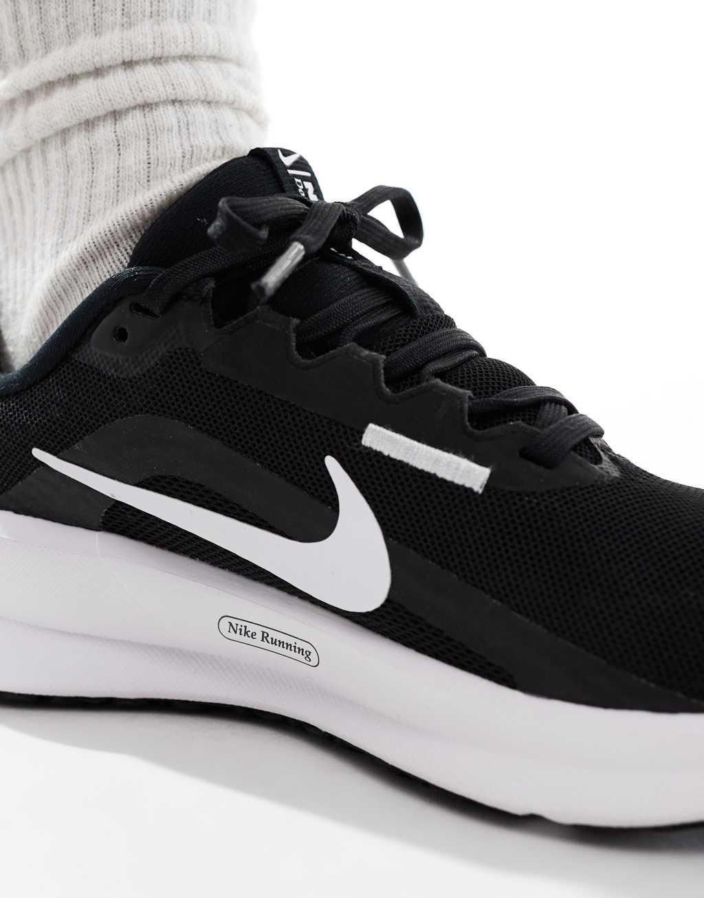 Nike Running Downshifter 13 sneakers in black and white Product Image