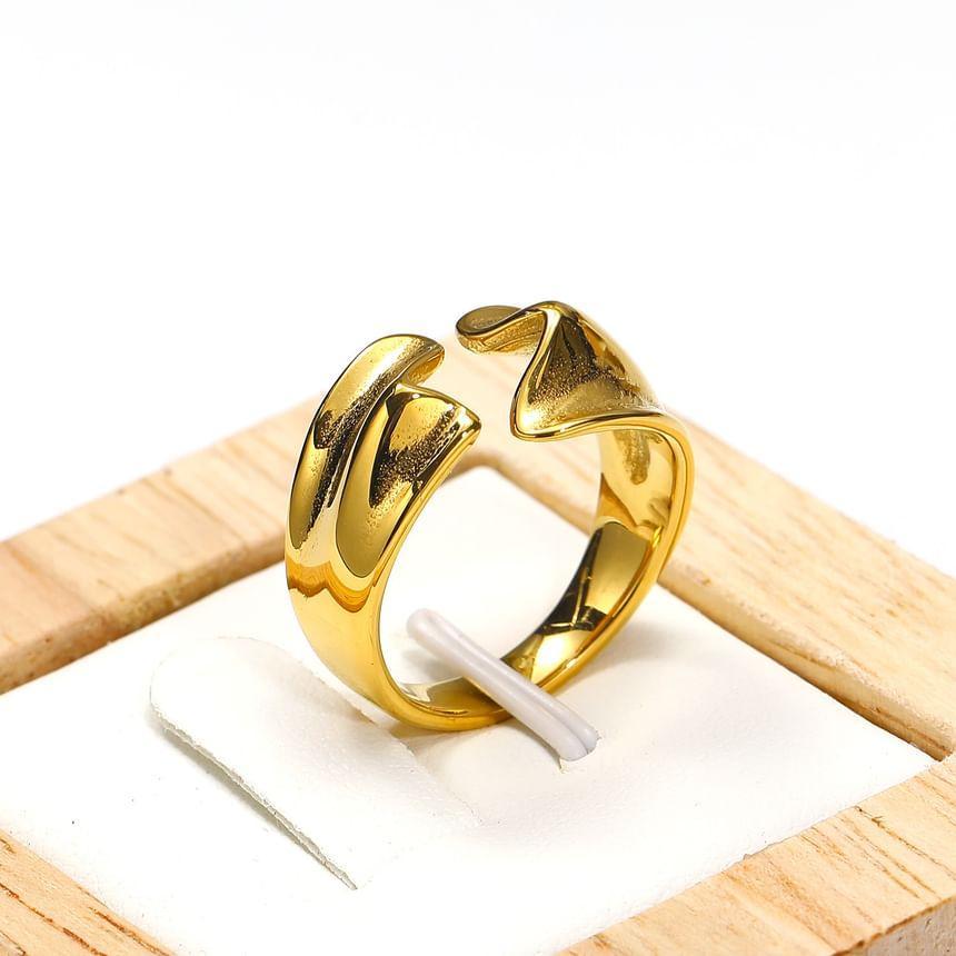 Ruffle Stainless Steel Open Ring Product Image