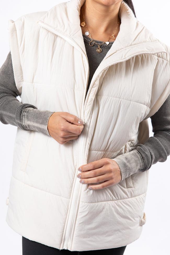 Best Bet Cream Oversized Puffer Vest Product Image