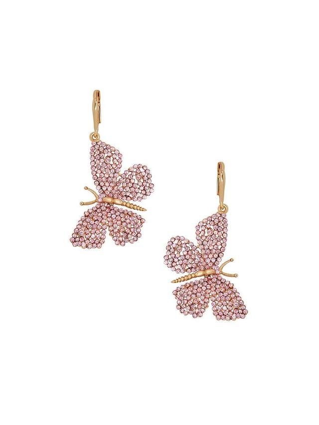 Womens Goldtone & Glass Crystal Butterfly Drop Earrings Product Image