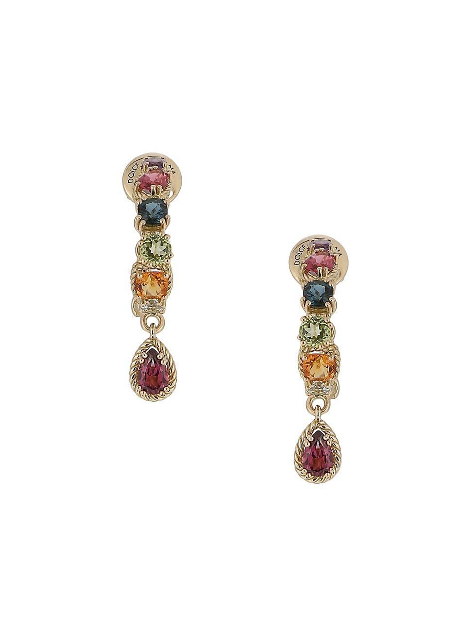 Womens 18K Yellow Gold & Multi-Stone Drop Earrings Product Image