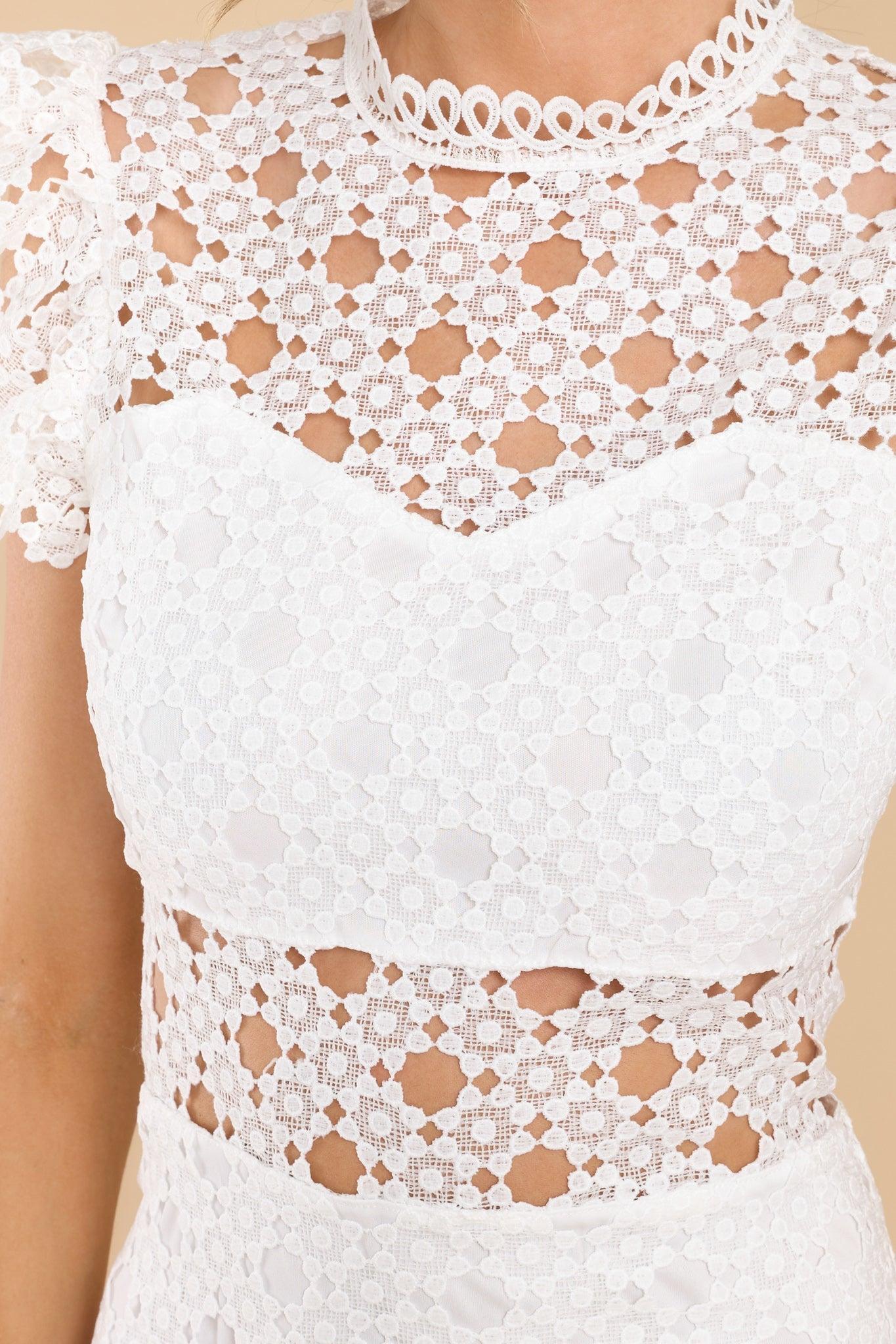 Love's High Hopes White Crochet Midi Dress Product Image