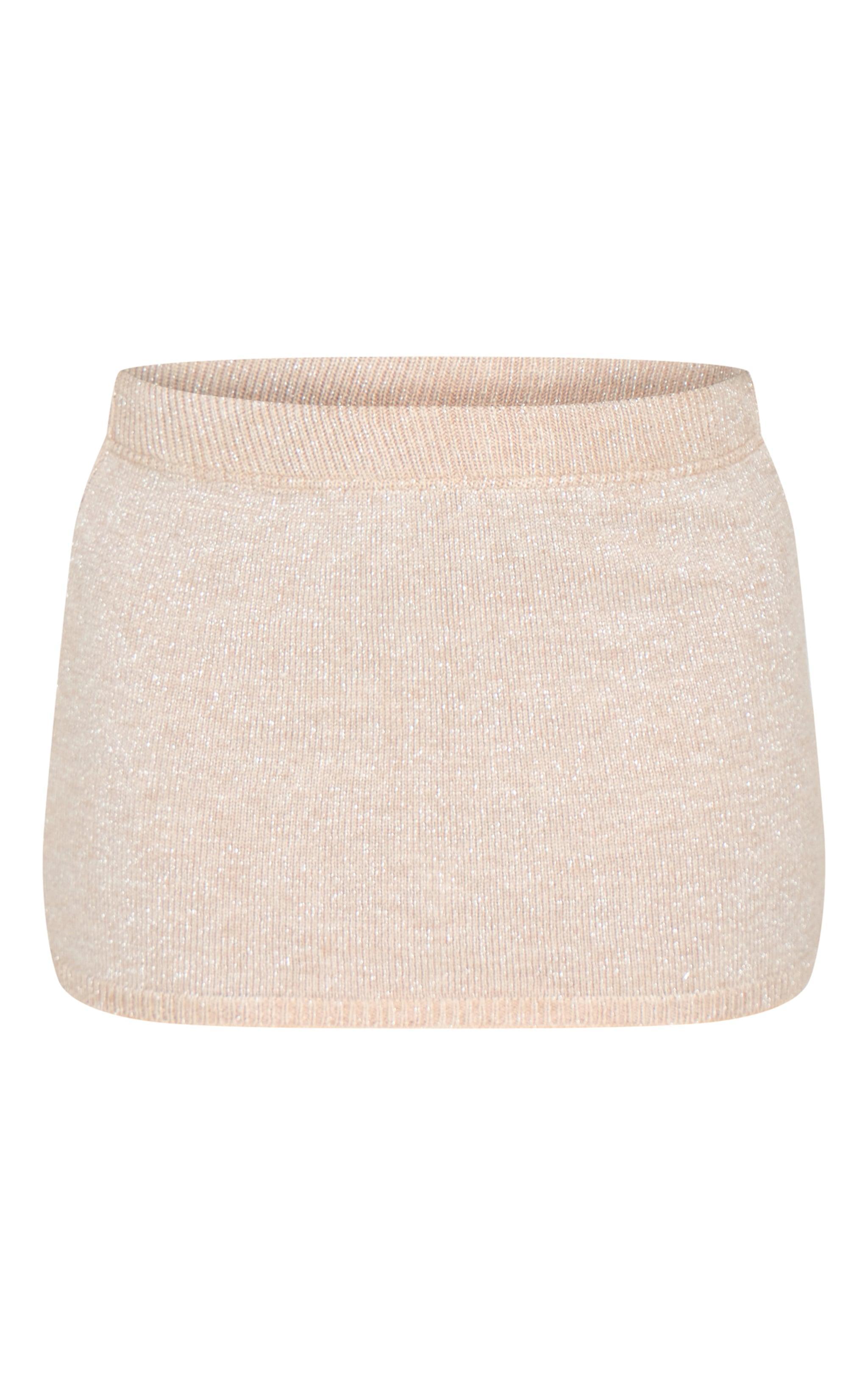 Silver Lurex Knit Micro Mini Skirt Product Image