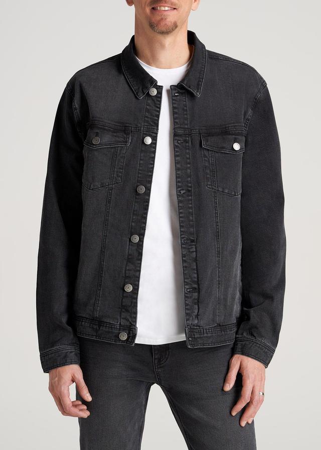 Men's Tall Denim Trucker Jacket in Washed Black Male Product Image