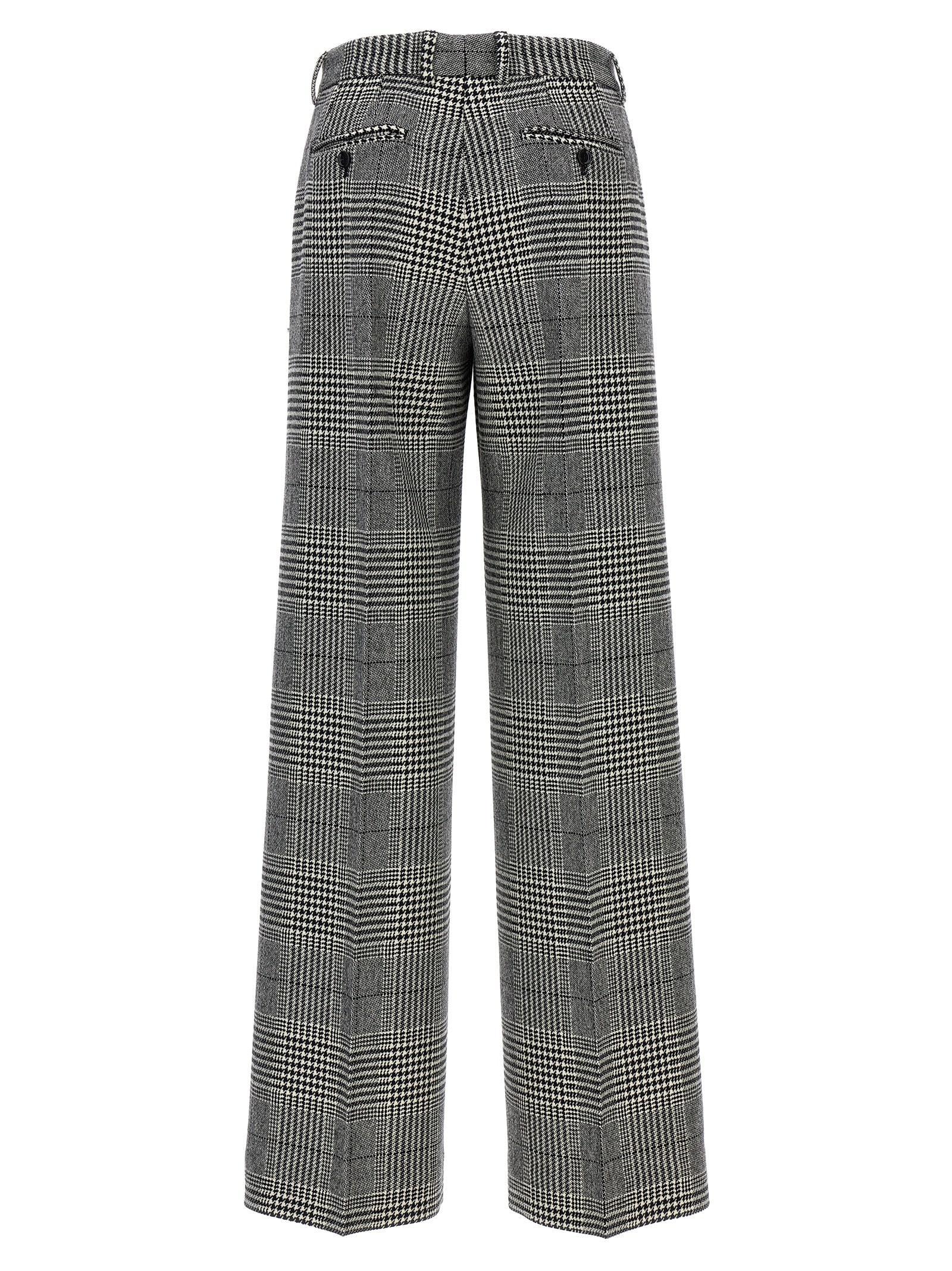 Prince Of Wales Check Wool And Cashmere Flared Pants In Grey Product Image