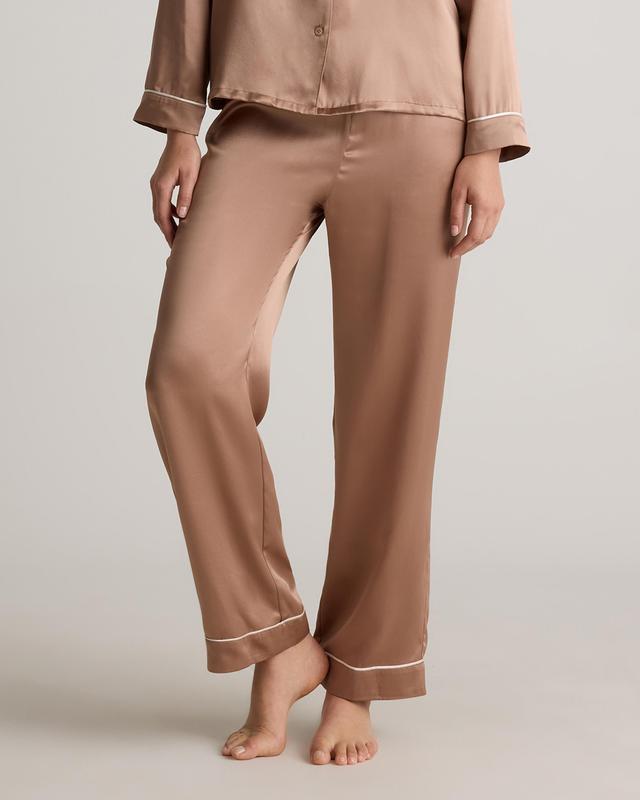 100% Washable Silk Satin Pajama Pant with Piping Product Image