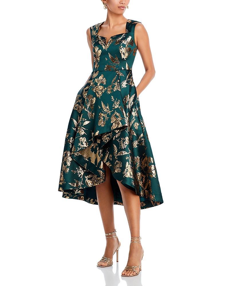 Adrianna Papell High Low Metallic Jacquard Midi Dress Product Image