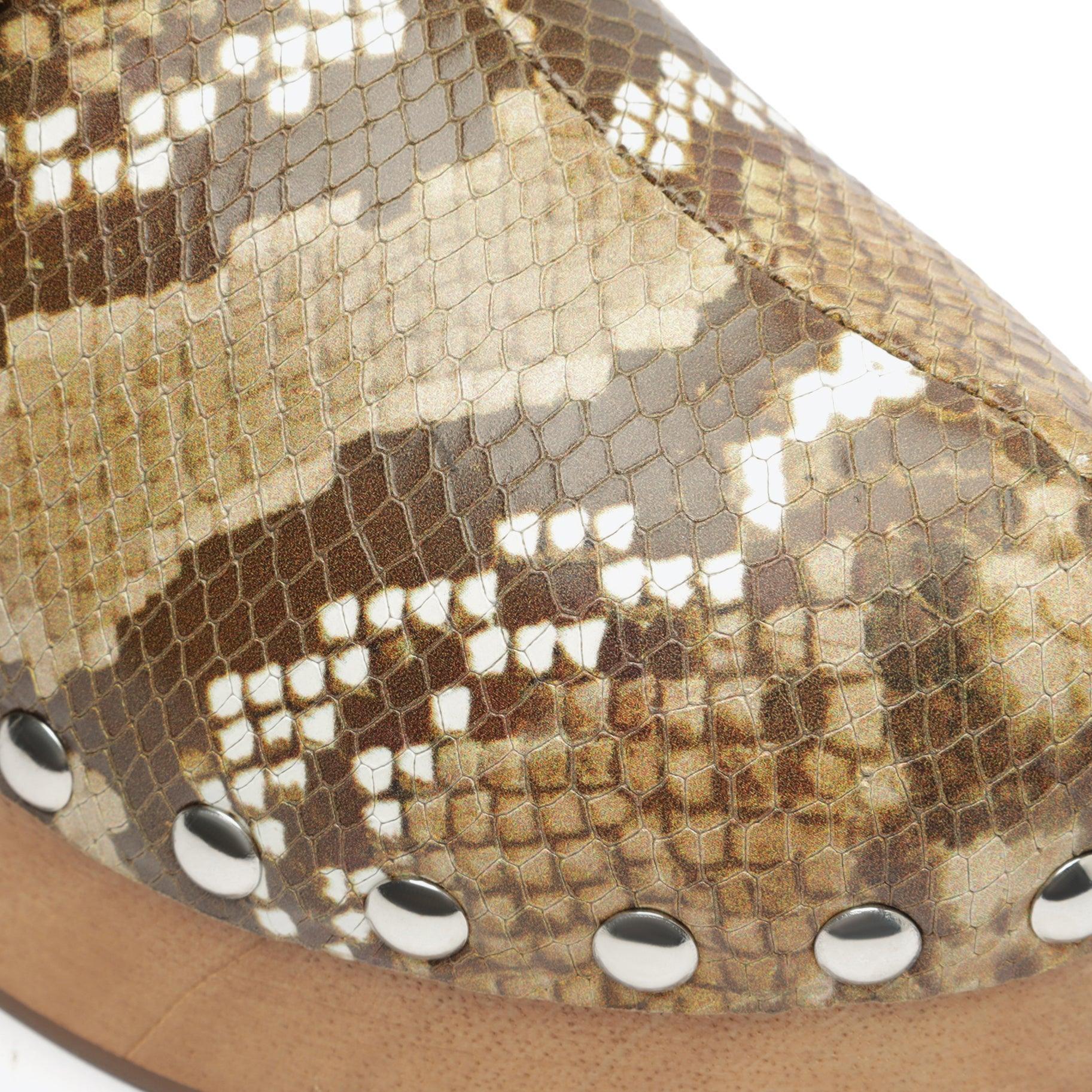 Ever Snake-Embossed Leather Flat Female Product Image