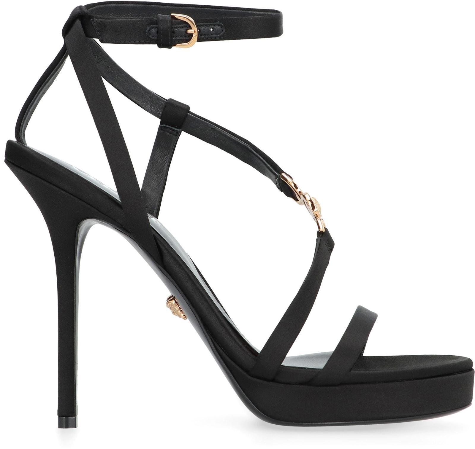 Medusa 95 Satin Sandals In Black Product Image