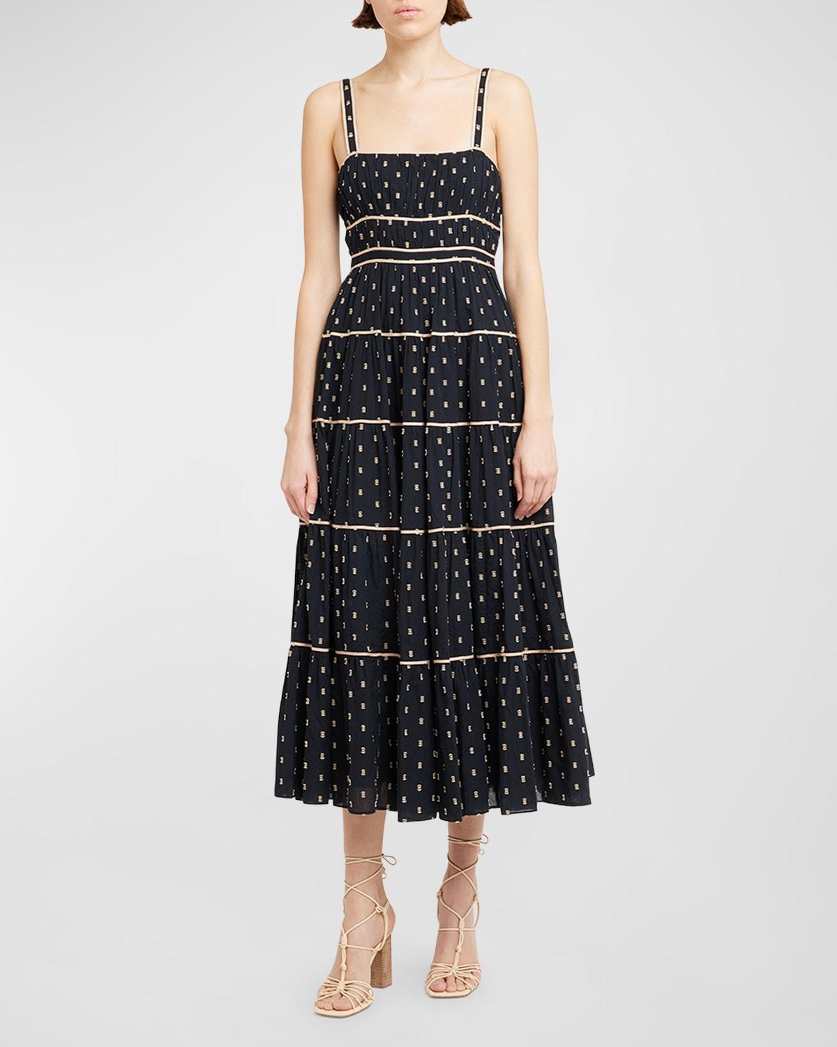 Clemente Tiered Fil Coup Sleeveless Midi Dress Product Image