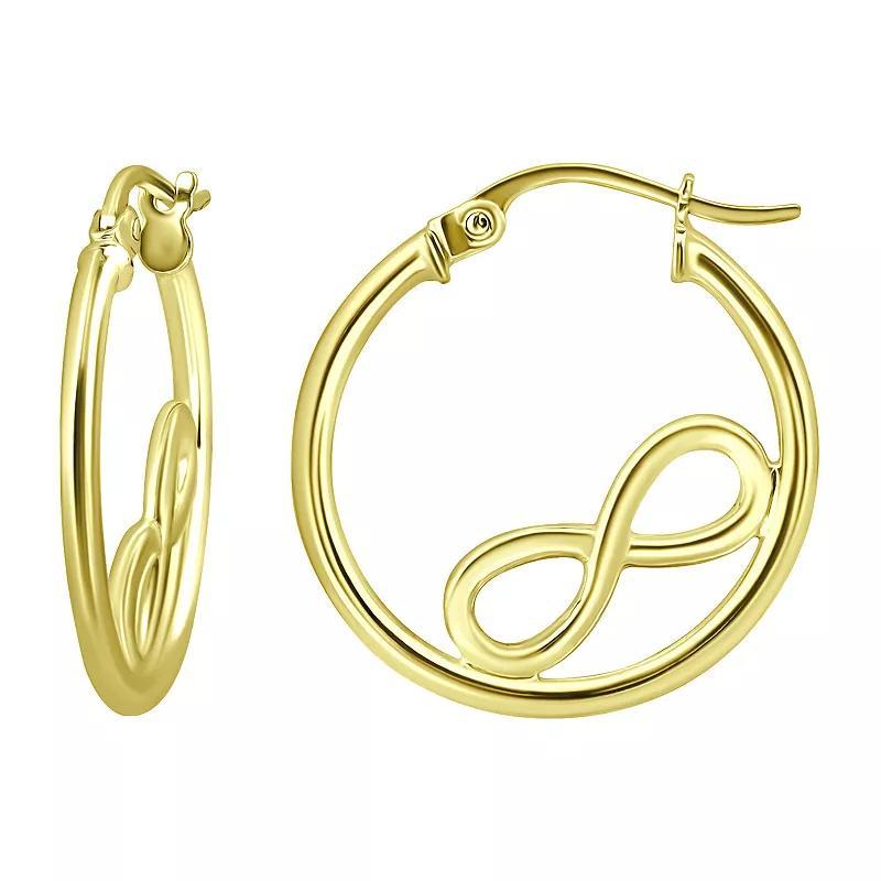 Aleure Precioso Sterling Silver Infinity Sign Center Hoop Earrings, Womens, Gold Tone Product Image